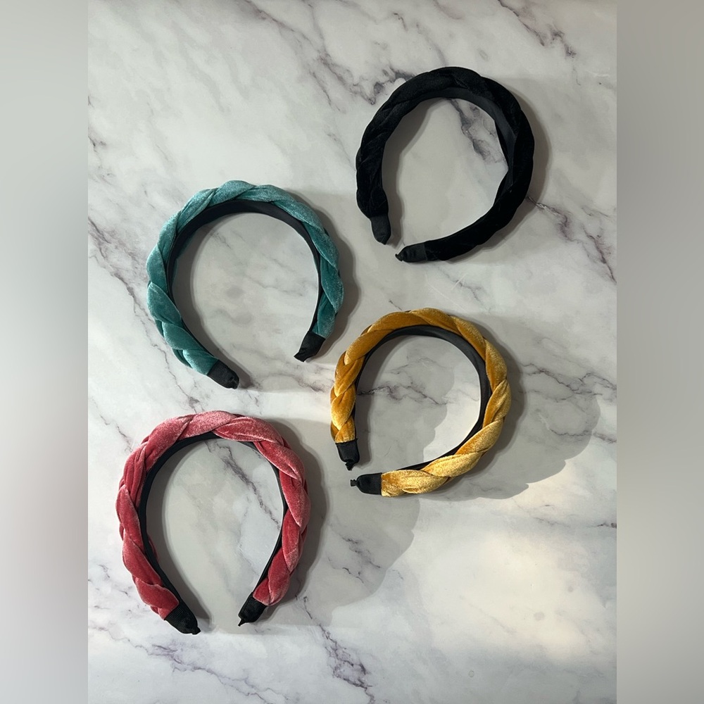 *Brand New* Set of 4 Velvet Braided Headbands